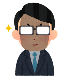 メガネが光る人のイラスト(男性)