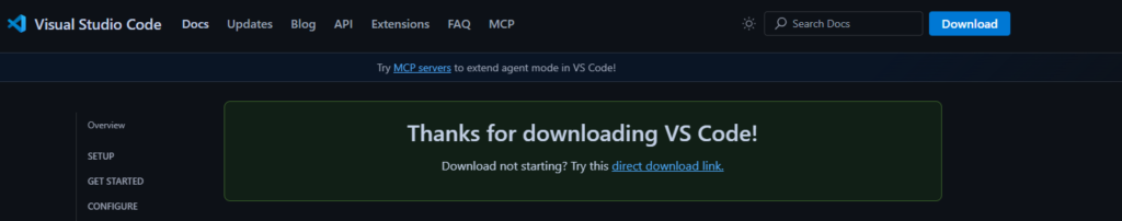 インストーラー（VSCodeUserSetup-....exe）のダウンロードが開始されます。