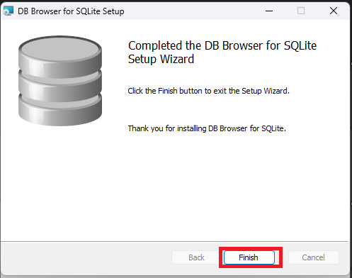 インストール完了です。「Finish」ボタンをクリックし、画面を閉じます。
